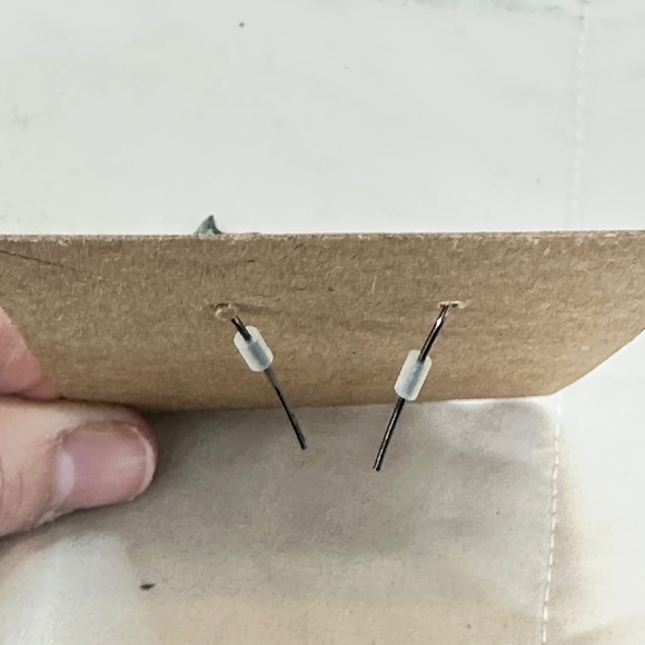 2/$20 Turquoise patina look on metal feather earrings Shepherd hook - Picture 7 of 8